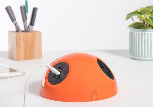 ON-Pluto-Orange-gloss-on-desk-USB-TUF-charging-USA-socket-solutions-web