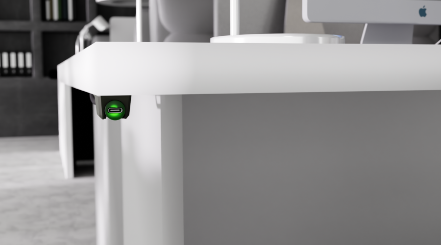 PIton USB adaptor in black under a white desk